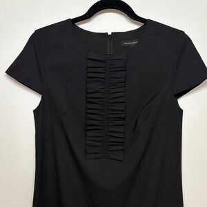 Banana Republic Black Cap Sleeve Ruffle-Front Dress